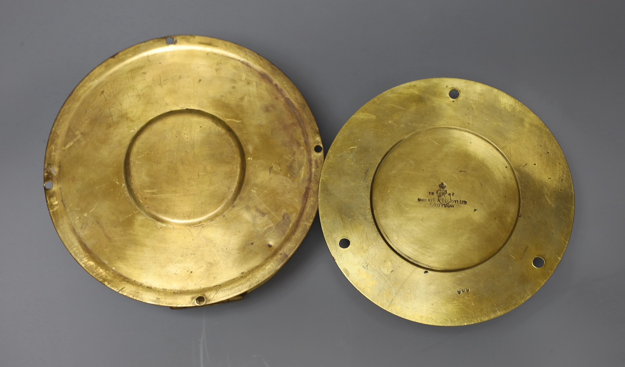 Two brass bulkhead timepieces